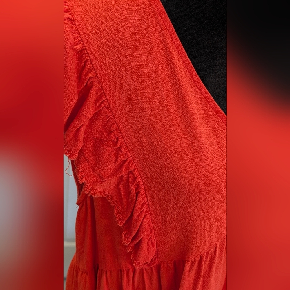 Women's Ruffled Red Top - Picture 2 of 3